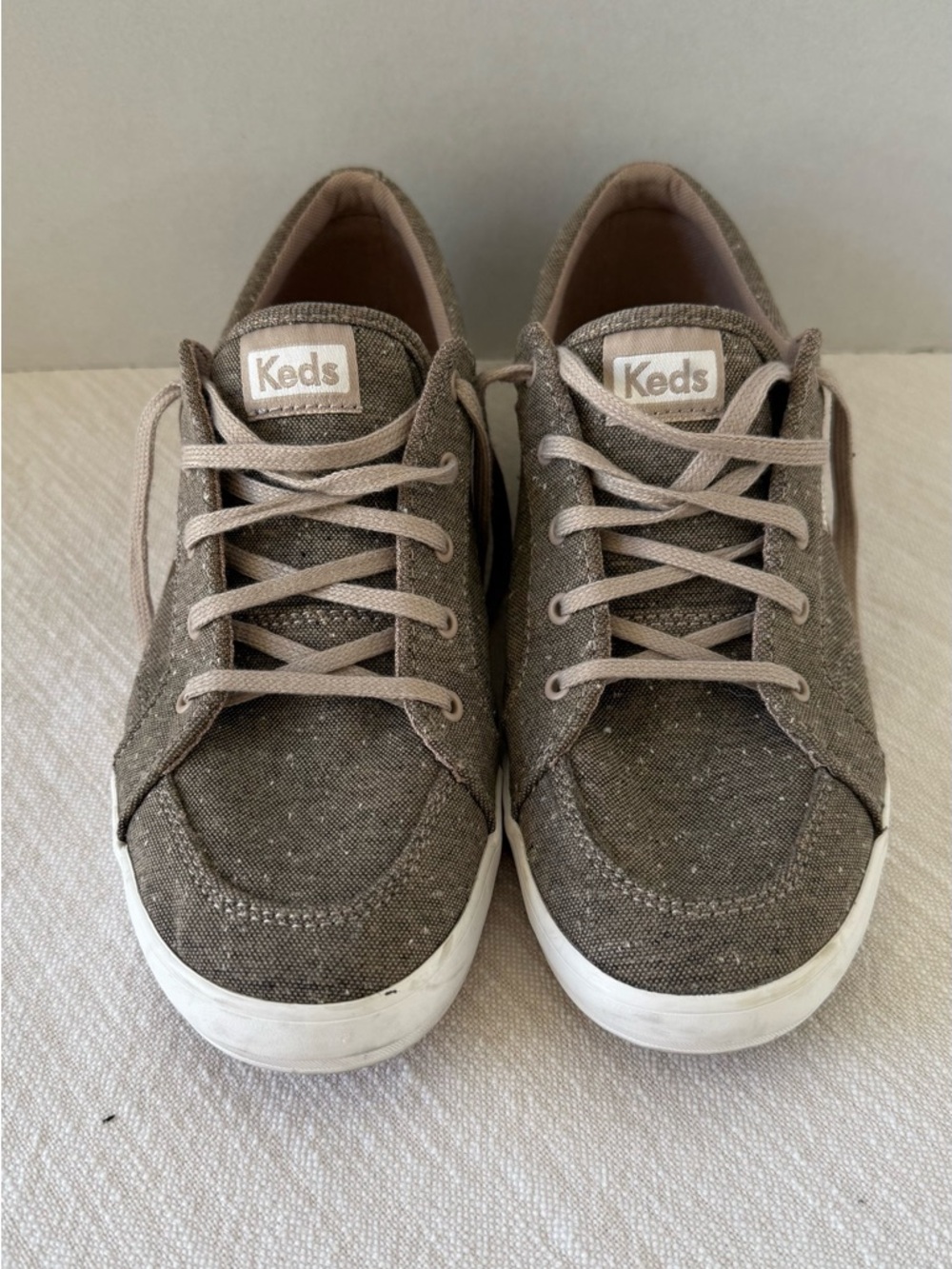Keds Kids Neutral Taupe Canvas Lace-Up Sneakers